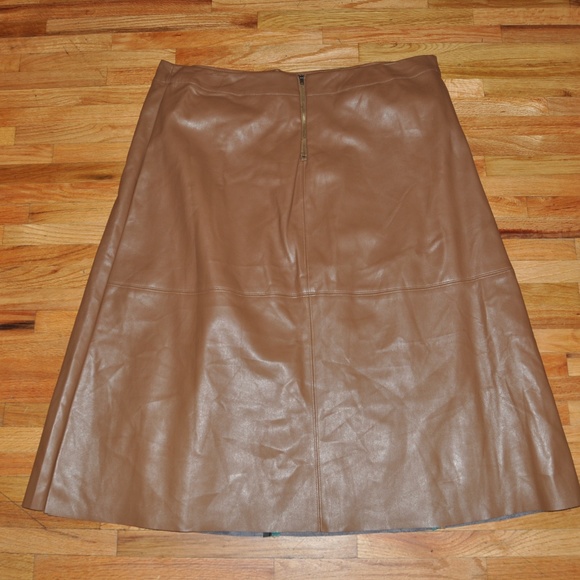 New Faux Leather Colorblock Paneled Swing Skirt B6 - Picture 6 of 7